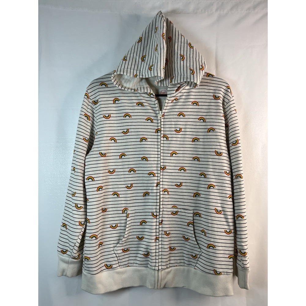 Wonder Nation Girls XL (14-16) Rainbow Lightweight Full‎ Zip Hoodie Pockets SOFT